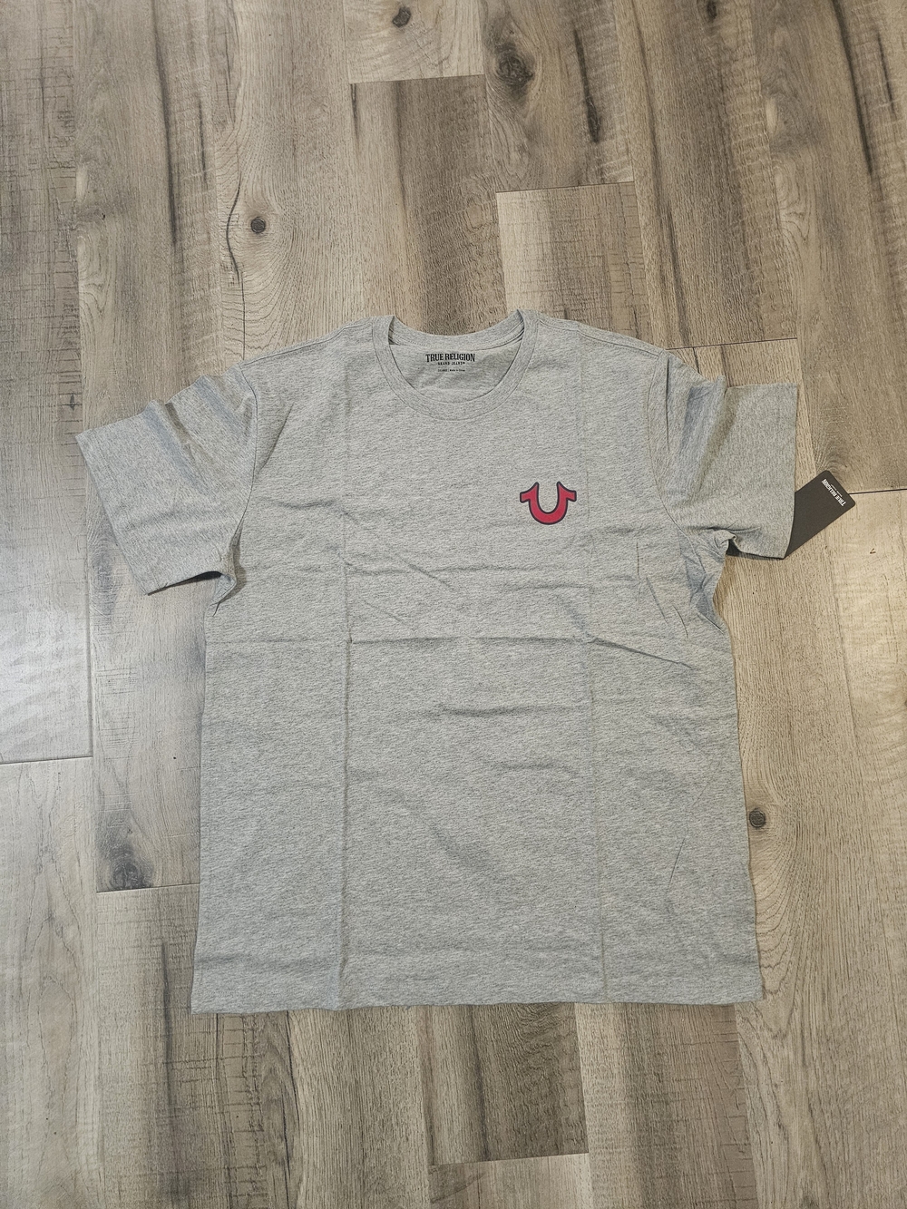 True Religion Men's Grey Crew Neck Logo T-Shirt